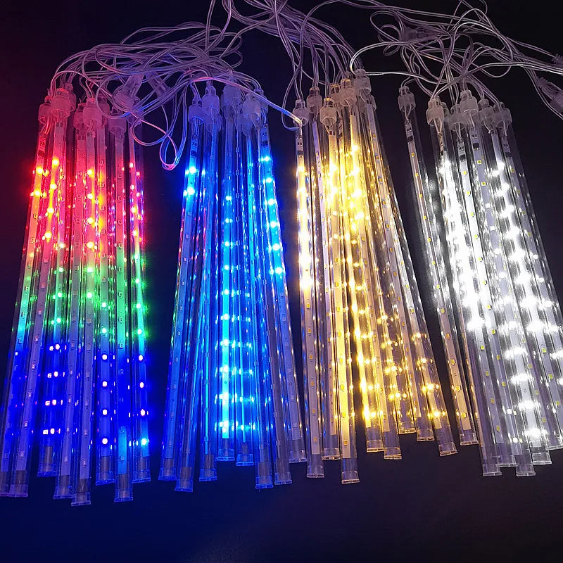 Enchanting LED Meteor Shower Rain Lights - Waterproof Falling Raindrop Fairy String Lights for Holiday Decor & Parties - 30CM Length