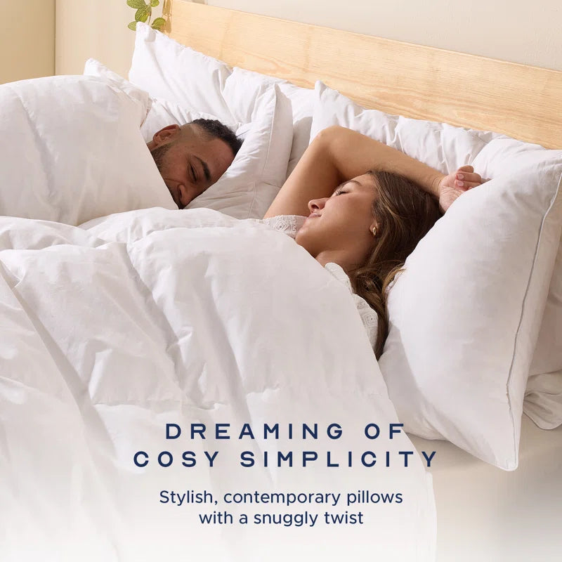 Scandinavian Duck Feather & down Pillow Medium Support Back Sleeper Pillow (Set of 2)