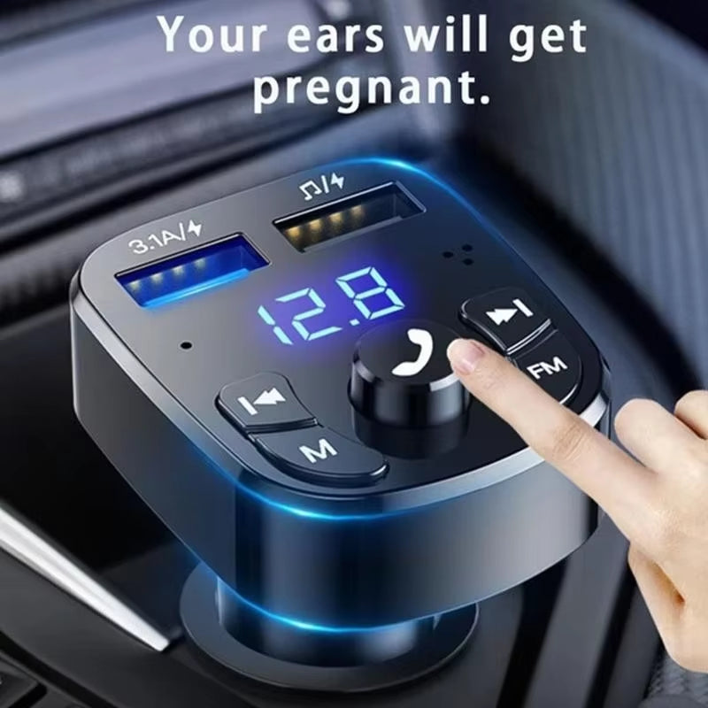 Revolutionary Car Bluetooth 5.0 FM Transmitter & Dual USB Fast Charger - MP3 Receiver with 3.1A Charging Power!