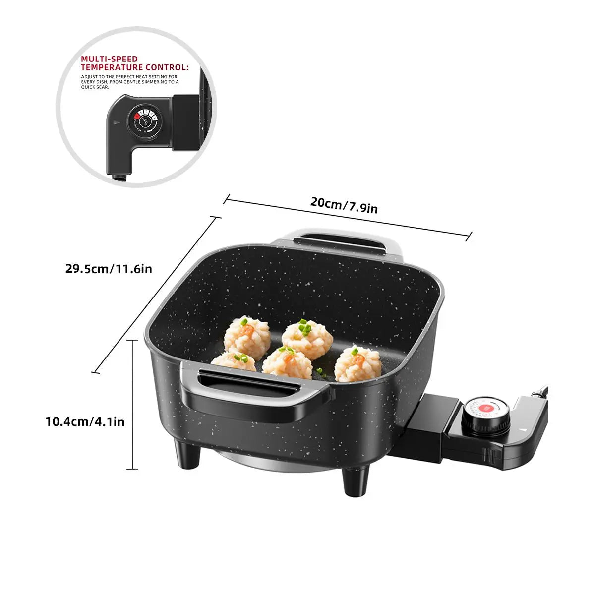 Versatile Nonstick Electric Griddle with 5-Level Temperature Control – Perfect for Stir-Frying, Deep-Frying, and Simmering! Easy to Clean Kitchen Essential.