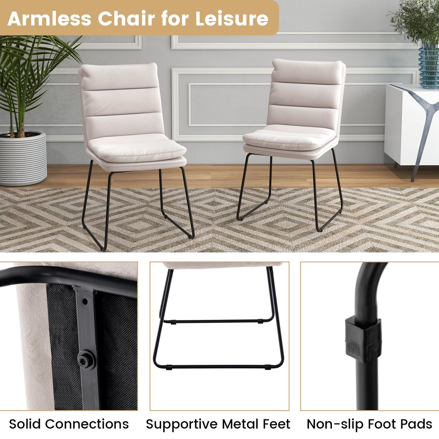 Upholstered Accent Leisure Chair with Durable Wood and Metal Frame