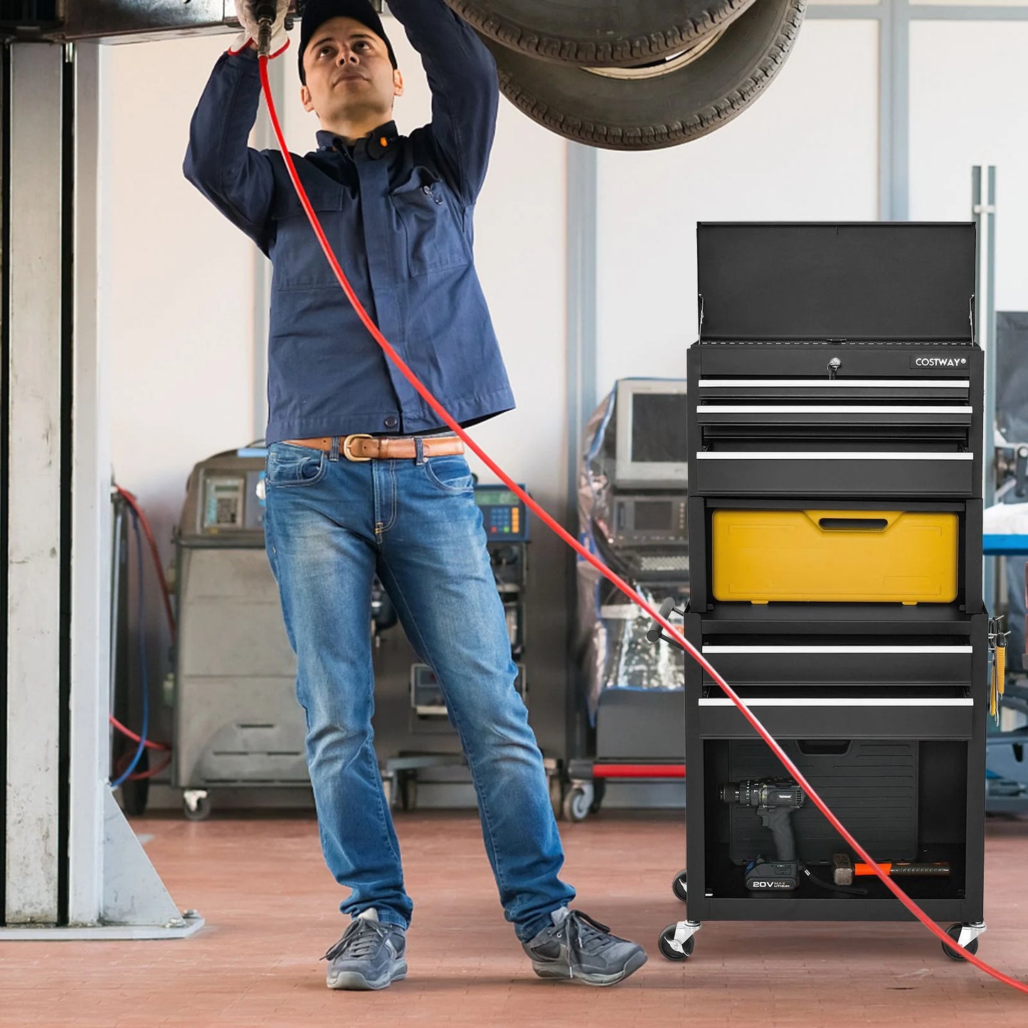 Premium Lockable Tool Storage Cabinet with Handle, Drawers, Wheels & EVA Liner for Ultimate Organization