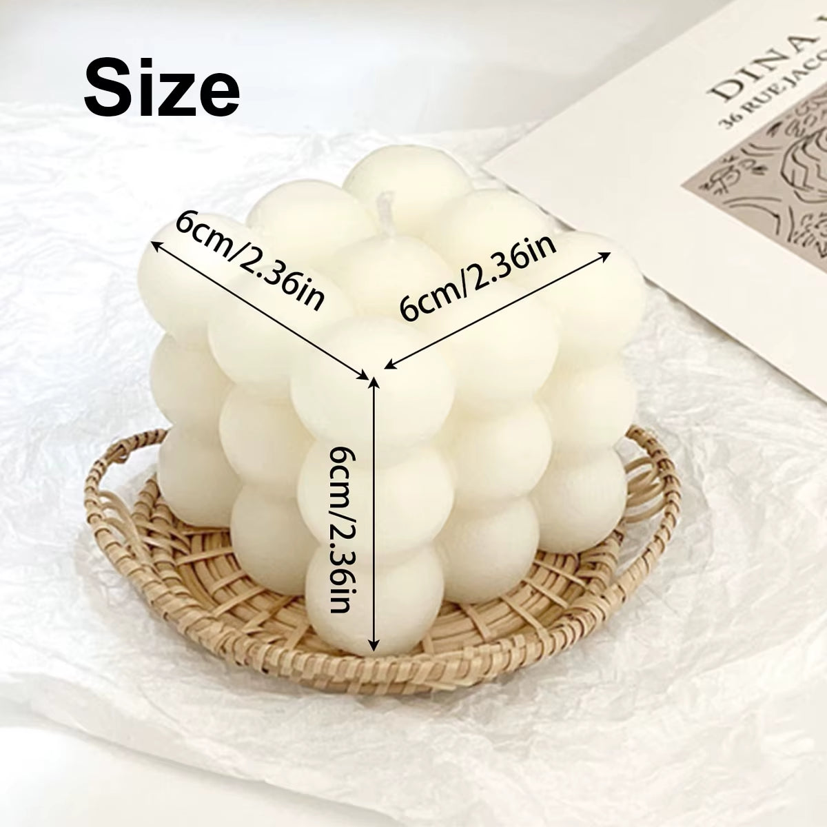 Vanilla Scented Small Cube Ball Candle, Soy Wax Cool Shaped Candles, Home Office Cute Decorative Candle Birthday Party Supplies