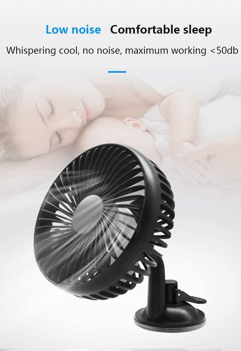 Universal 360° USB Car Fan - Adjustable Speed, Low Noise, Perfect for Vehicles & Home Use!