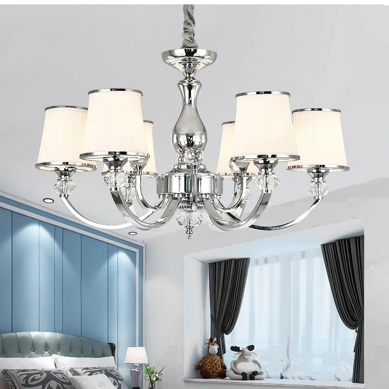 Elegant Chrome Modern Chandelier - Crystal LED Lighting Fixture for Living Room & Bedroom
