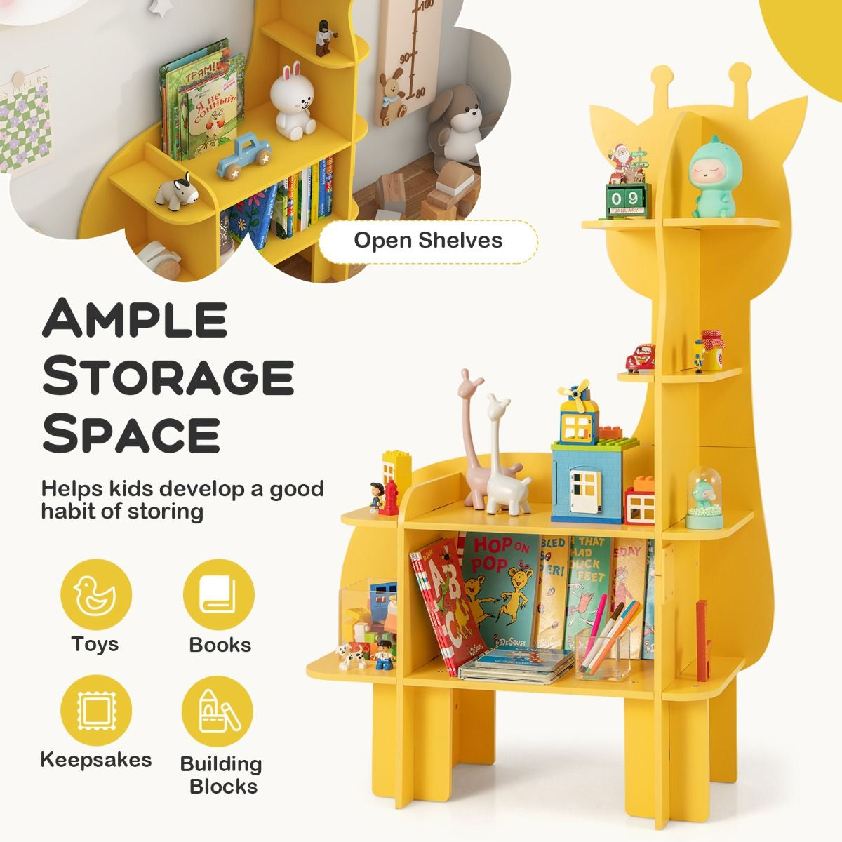 Children's Toy Storage Organizer with Anti-Tipping System for Playroom, Nursery, and Kindergarten