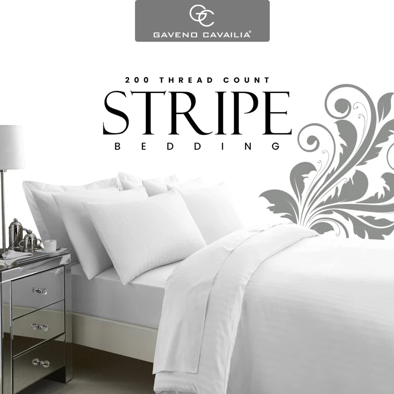 Cotton Striped Duvet Cover with Pillowcases