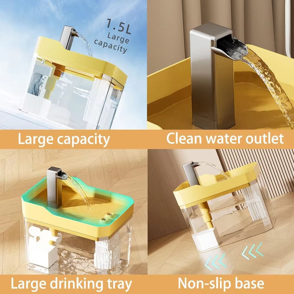 Automatic Cat Water Fountain with USB Pump - Transparent Recirculating Filtered Water Dispenser for Happy, Healthy Cats
