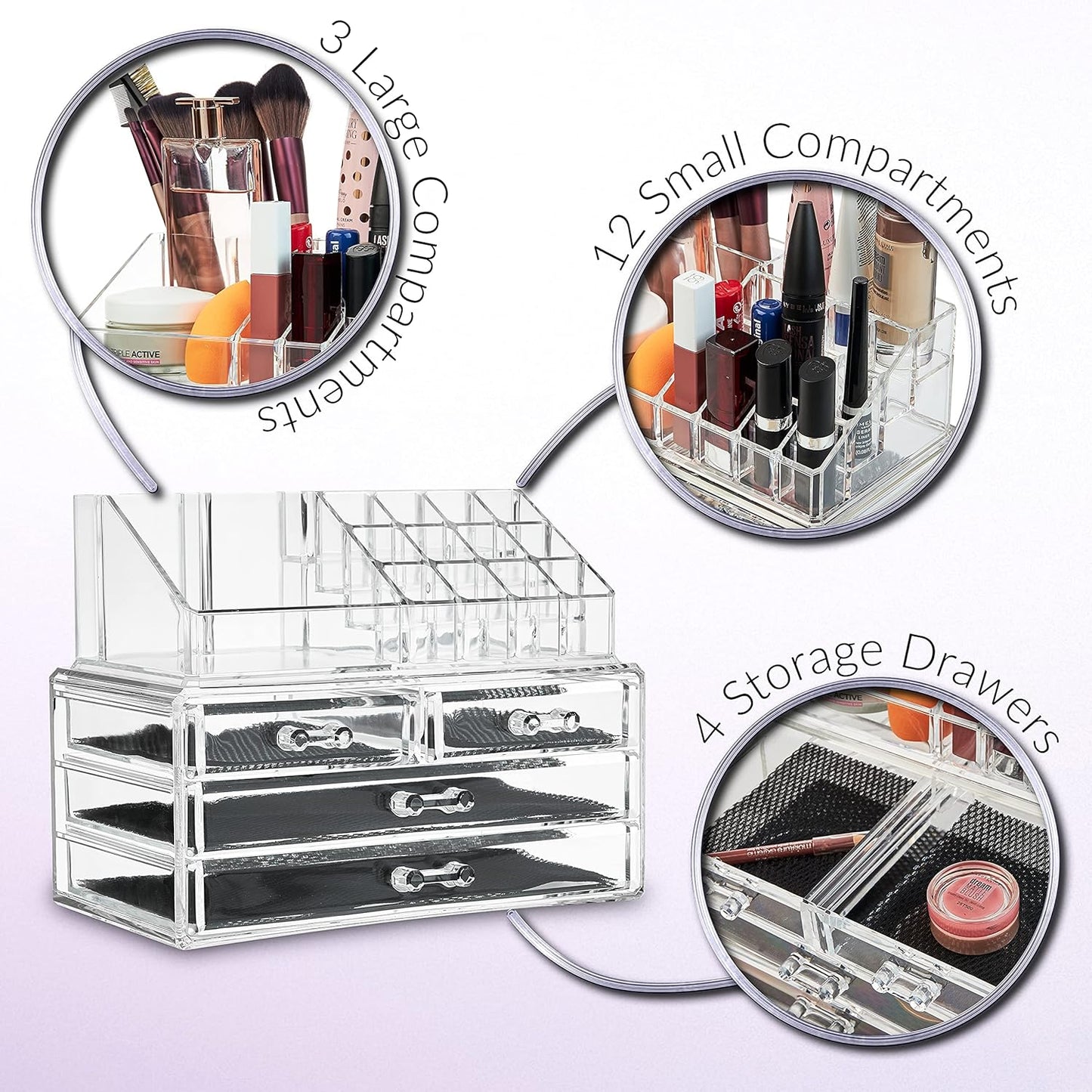 Stylish Acrylic Makeup Organizer - 4-Tier Storage Box with Clear Drawers for Effortless Beauty and Skincare Organization