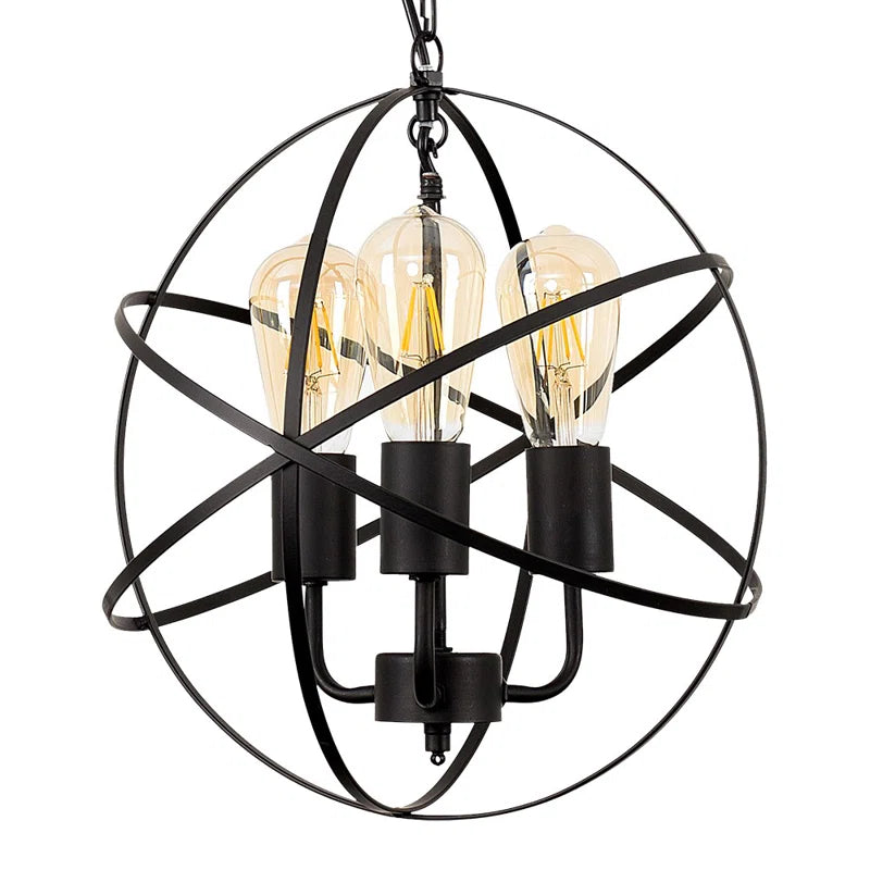 Glenview 3 - Light Matt Black Sphere Pendant