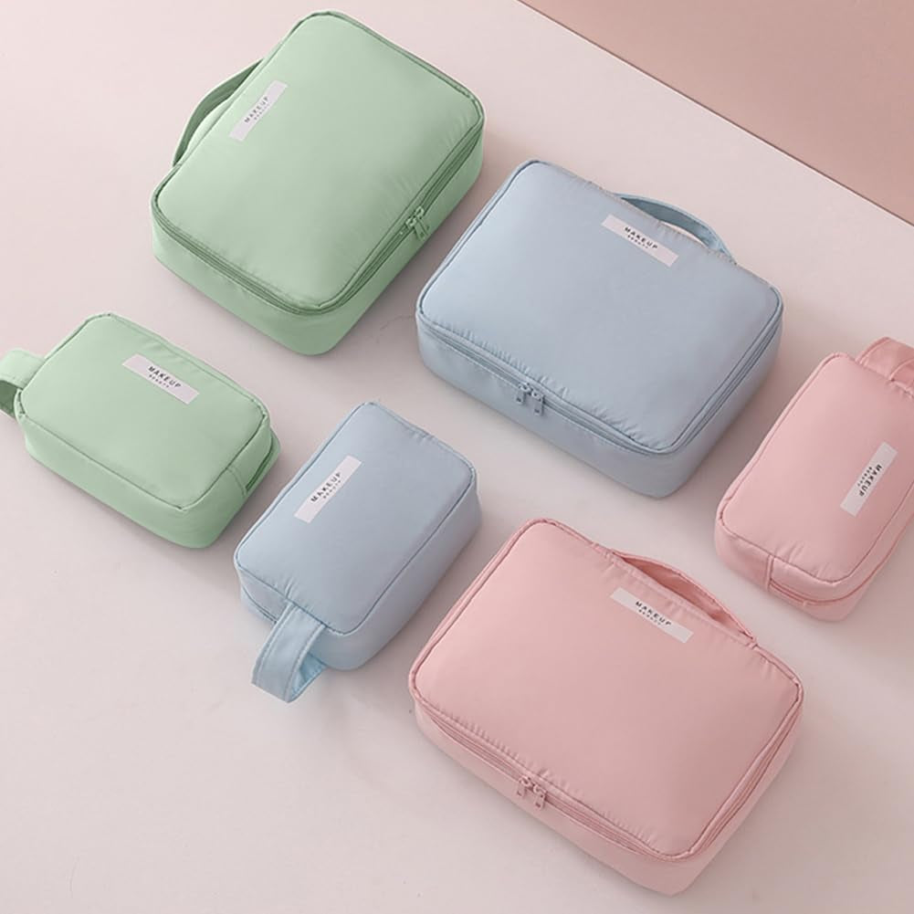 Large Portable Makeup Organizer Bag for Women and Girls - Travel Cosmetic Bag (Green)