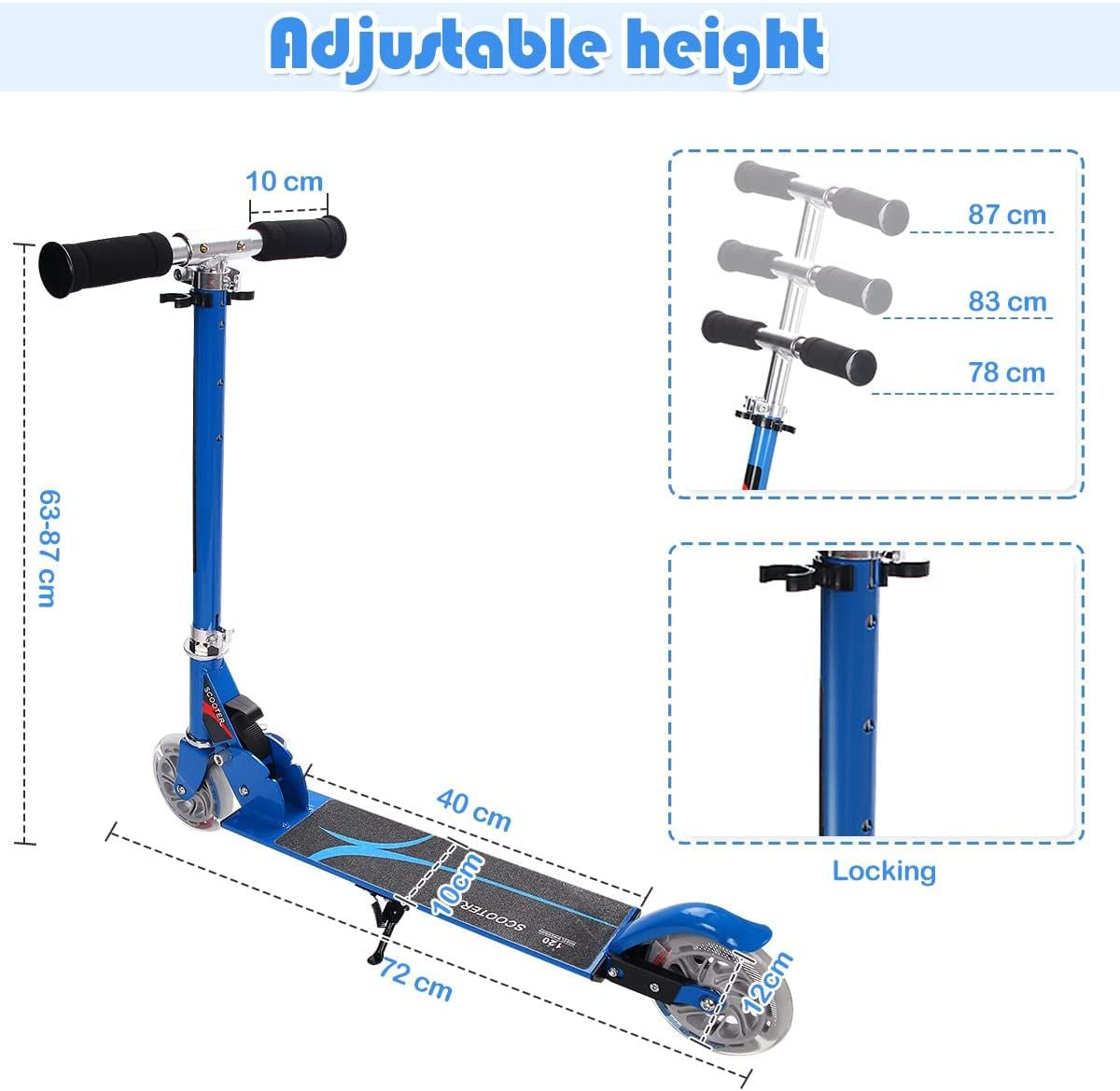 Kids Aluminum Folding Stunt Scooter with LED Wheels