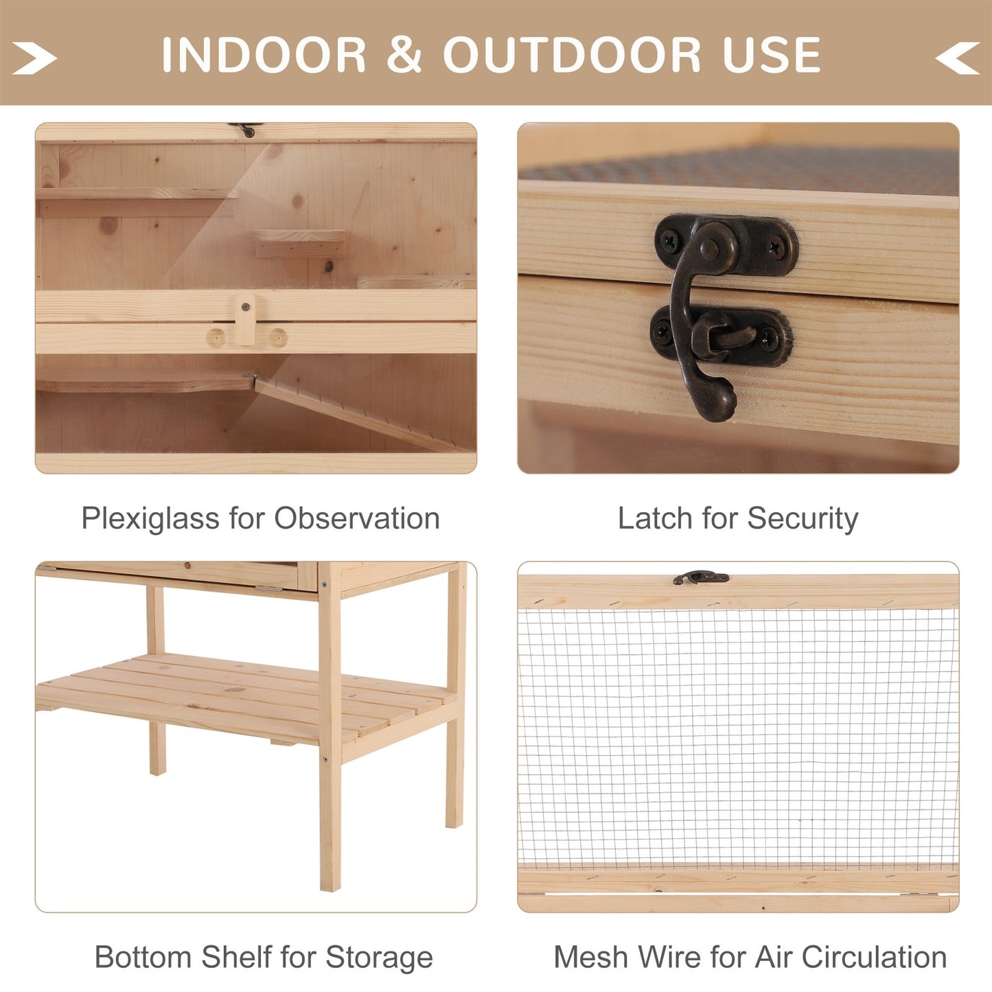 Wooden Hamster Cage Small Animals Pet Rodent Mouse Guinea Pig Play Exercise