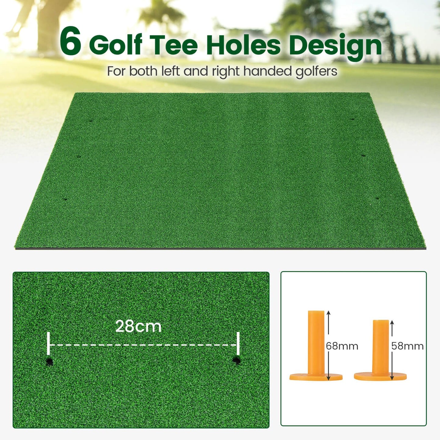 Professional 3-in-1 Golf Practice Hitting Mat with Synthetic Grass Turf