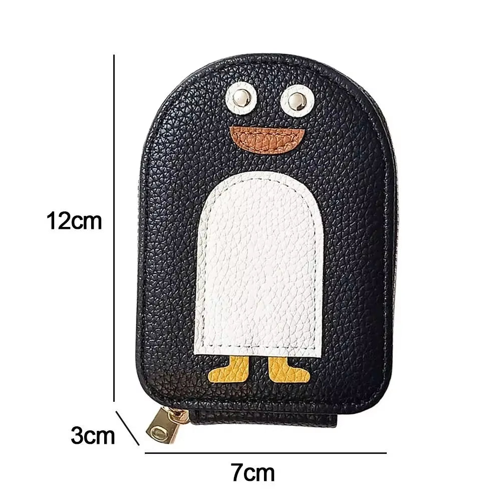 Cute Cartoon Penguin Credit Card Holder Organ Style PU Coin Purse Multi-Card Business Card Holder