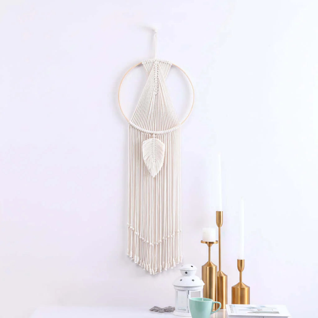 Boho Macrame Wall Hanging – Cotton Woven Tassel Tapestry Room Decor