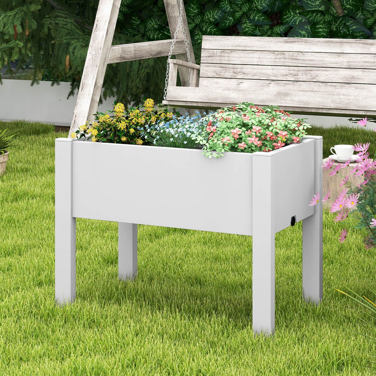 53L Elevated Garden Bed with Water Level Indicator and Drainage Feature