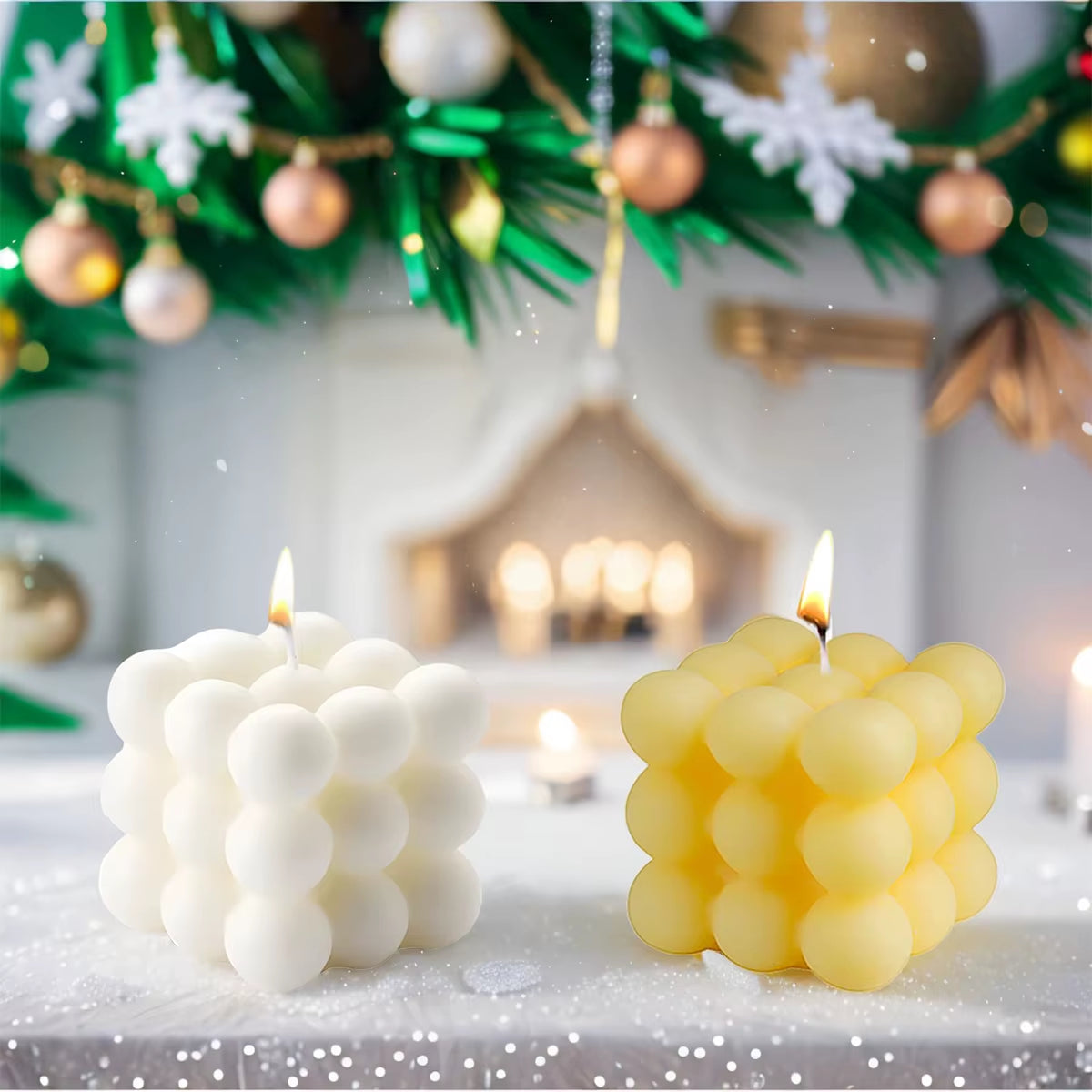 Vanilla Scented Small Cube Ball Candle, Soy Wax Cool Shaped Candles, Home Office Cute Decorative Candle Birthday Party Supplies
