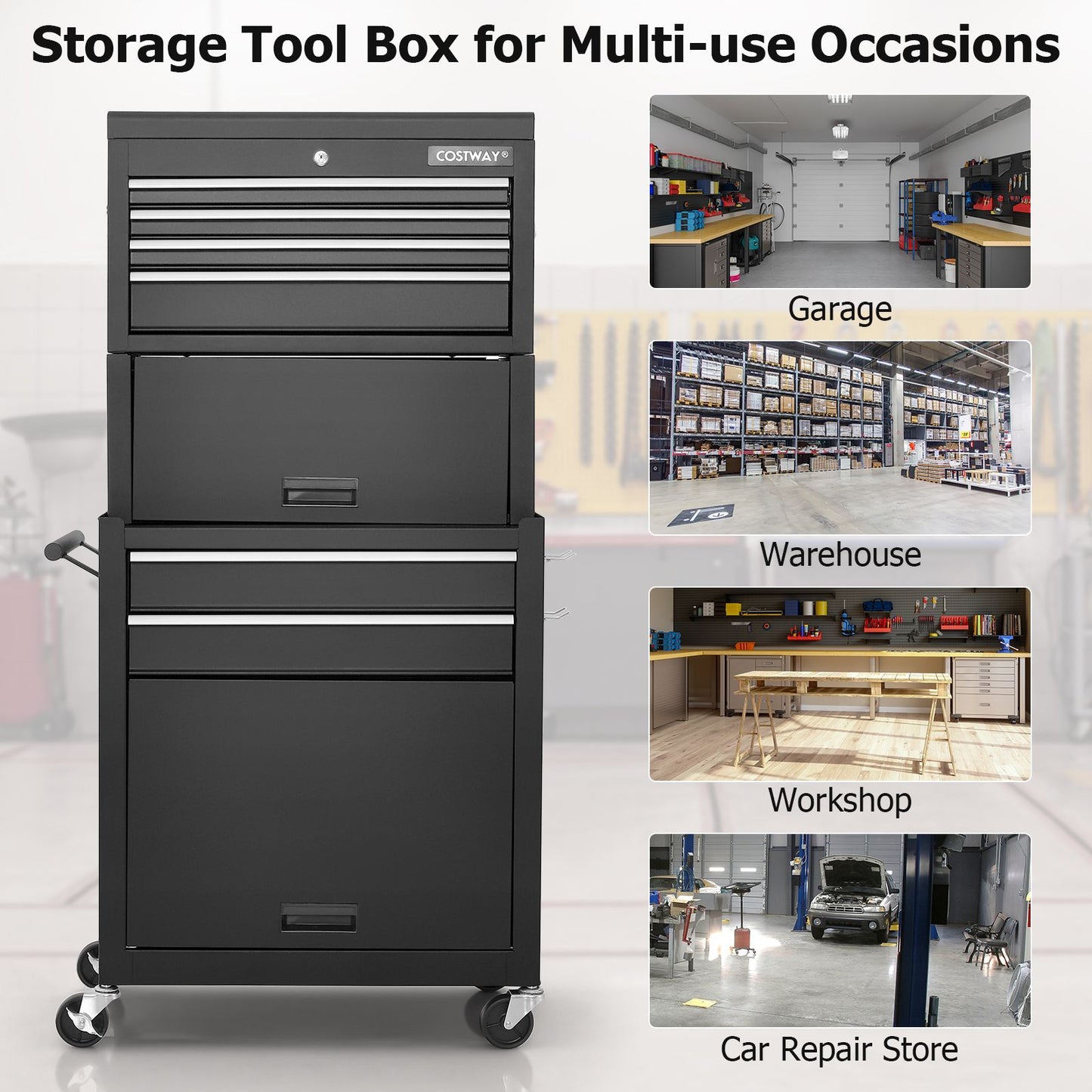 Premium Lockable Tool Storage Cabinet with Handle, Drawers, Wheels & EVA Liner for Ultimate Organization
