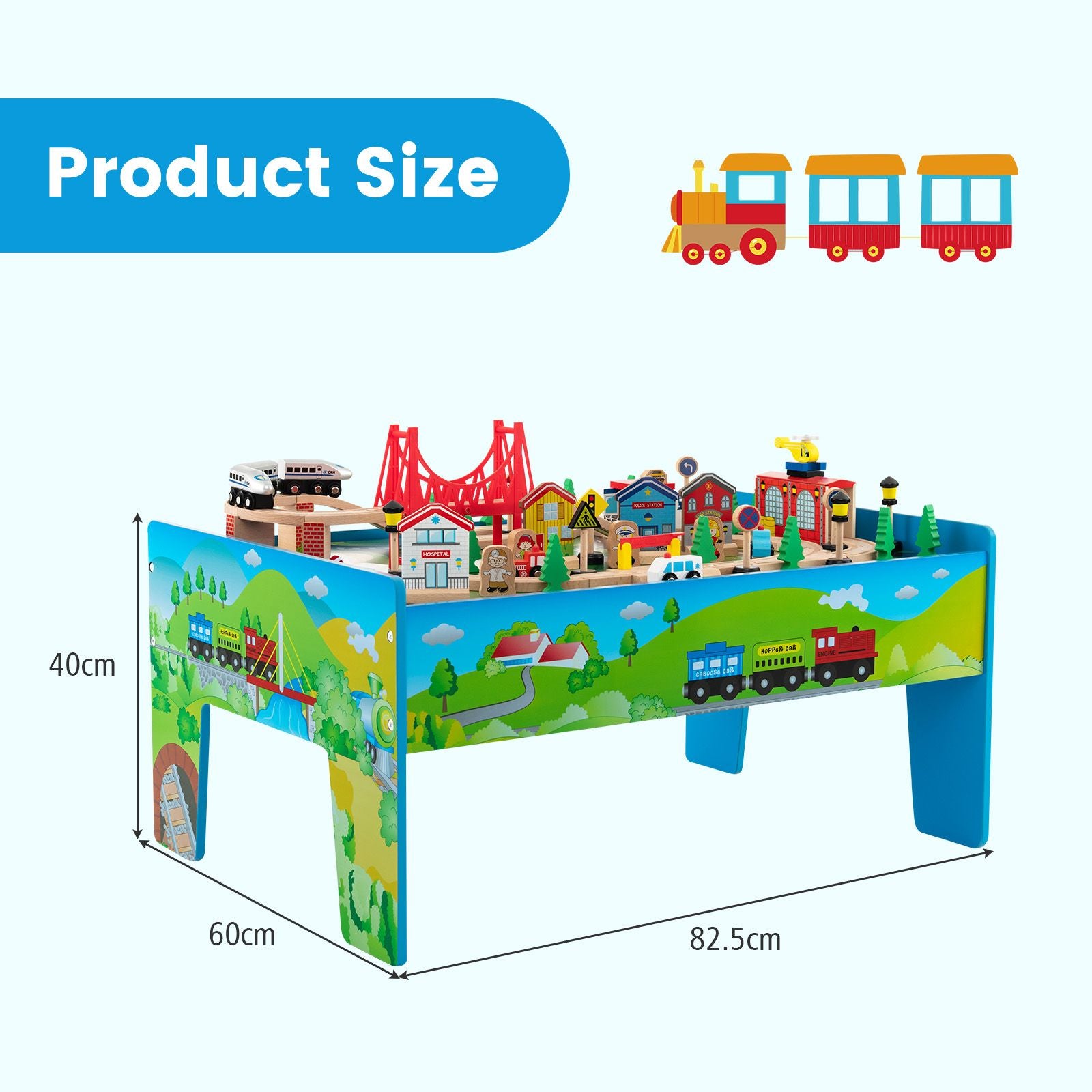 80-Piece Wooden Activity Playset Featuring Reversible Tabletop
