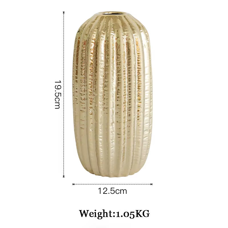 Golden Ceramic Vase Home Decor Flower Arrangement Vase Living Room Decor Modern Wedding Decoration Ceramic Vases Gifts
