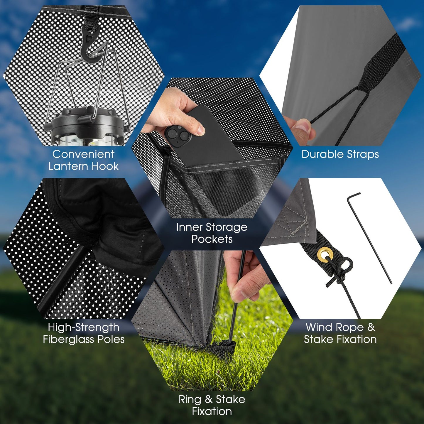 Pop-Up Camping Tent for 2-3 People with Carry Bag and Rainfly