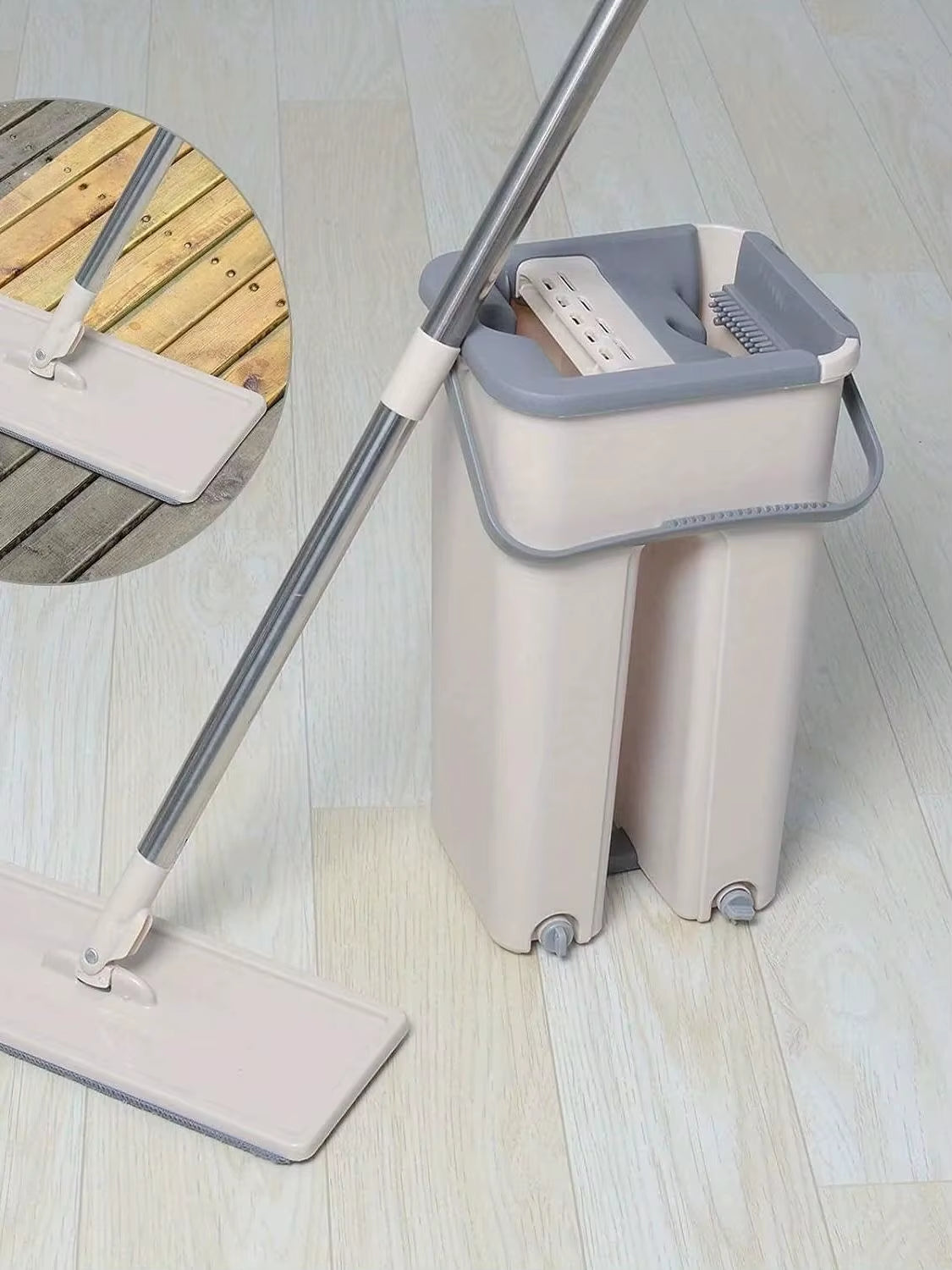 360° Flat Squeezed Microfiber Mop and Bucket Set - Ultimate Floor Cleaning System with 4 Extra Pads