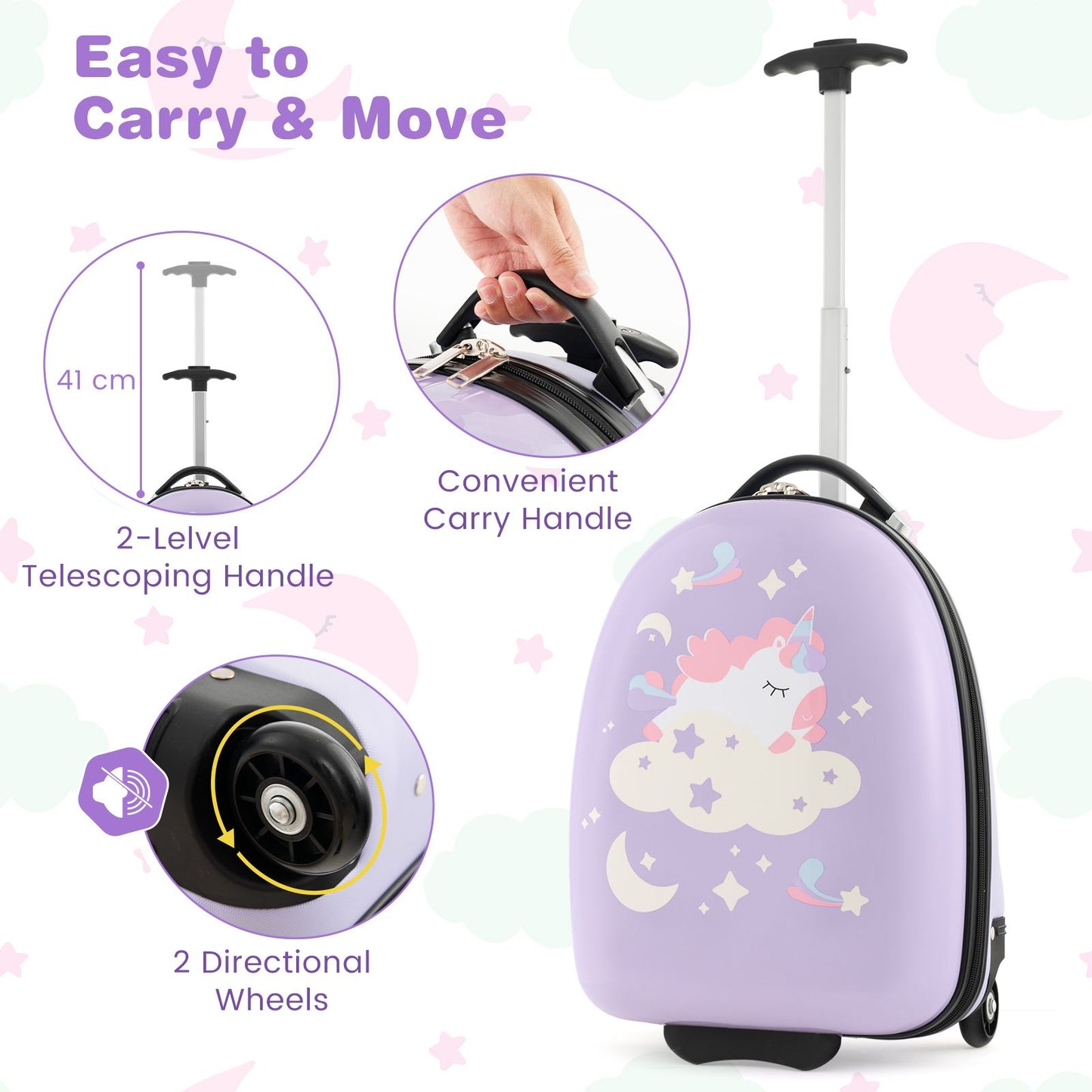 16 Inches Kids Carry-On Luggage with Wheels
