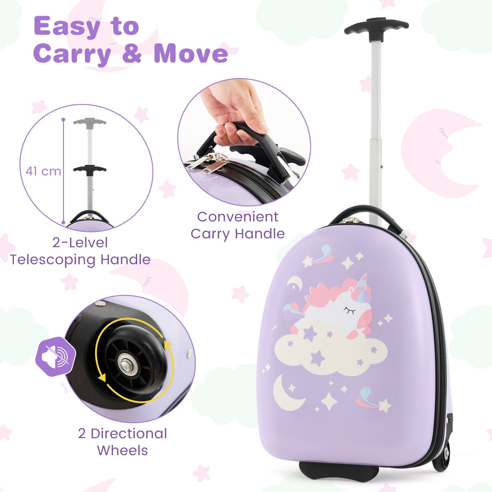 16 Inches Kids Carry-On Luggage with Wheels