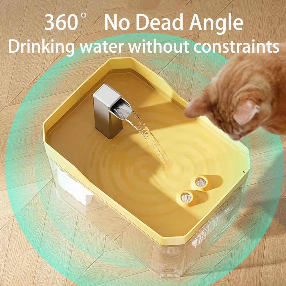 Automatic Cat Water Fountain with USB Pump - Transparent Recirculating Filtered Water Dispenser for Happy, Healthy Cats
