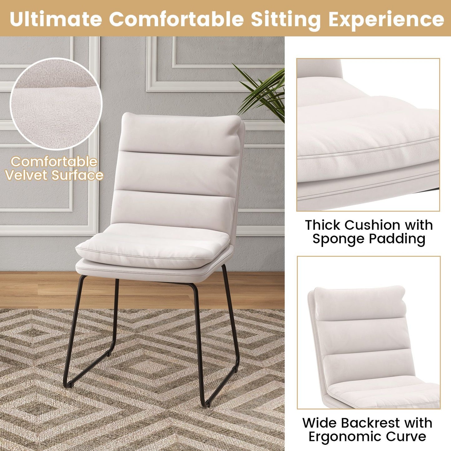 Upholstered Accent Leisure Chair with Durable Wood and Metal Frame