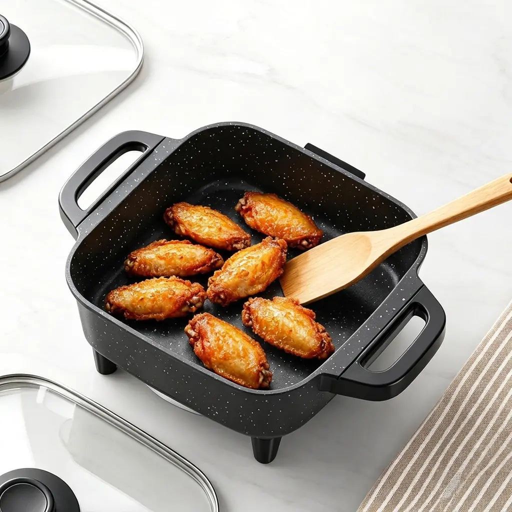 Versatile Nonstick Electric Griddle with 5-Level Temperature Control – Perfect for Stir-Frying, Deep-Frying, and Simmering! Easy to Clean Kitchen Essential.