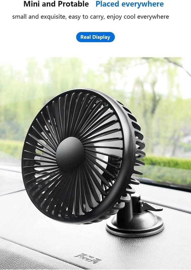 Universal 360° USB Car Fan - Adjustable Speed, Low Noise, Perfect for Vehicles & Home Use!