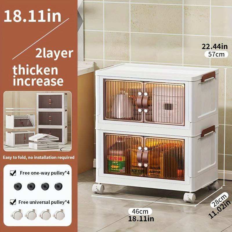 Versatile Foldable Stackable Storage Box with Front Opening Lid, Wheels & Organiser Cover - Perfect for Home & Office!