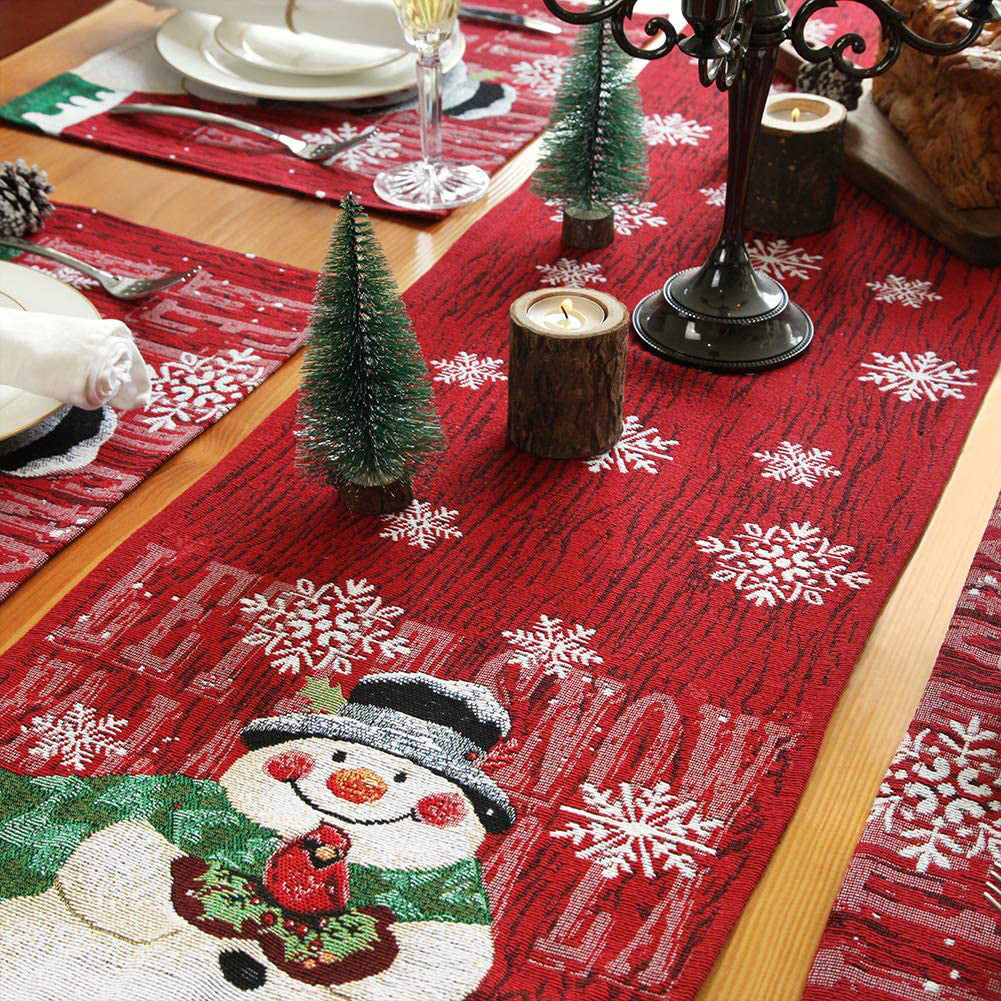 Christmas Tablecloth Decorations for Home Table Xmas Ornaments New Year Decor