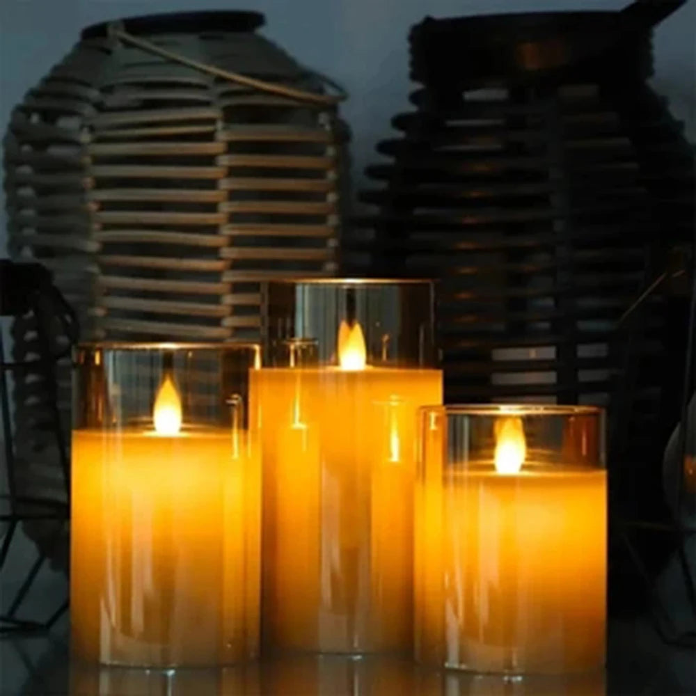 3Pcs/Set LED Flameless Candles Flickering Light with Remote Control for Festival Wedding Home Party Decor Lighting