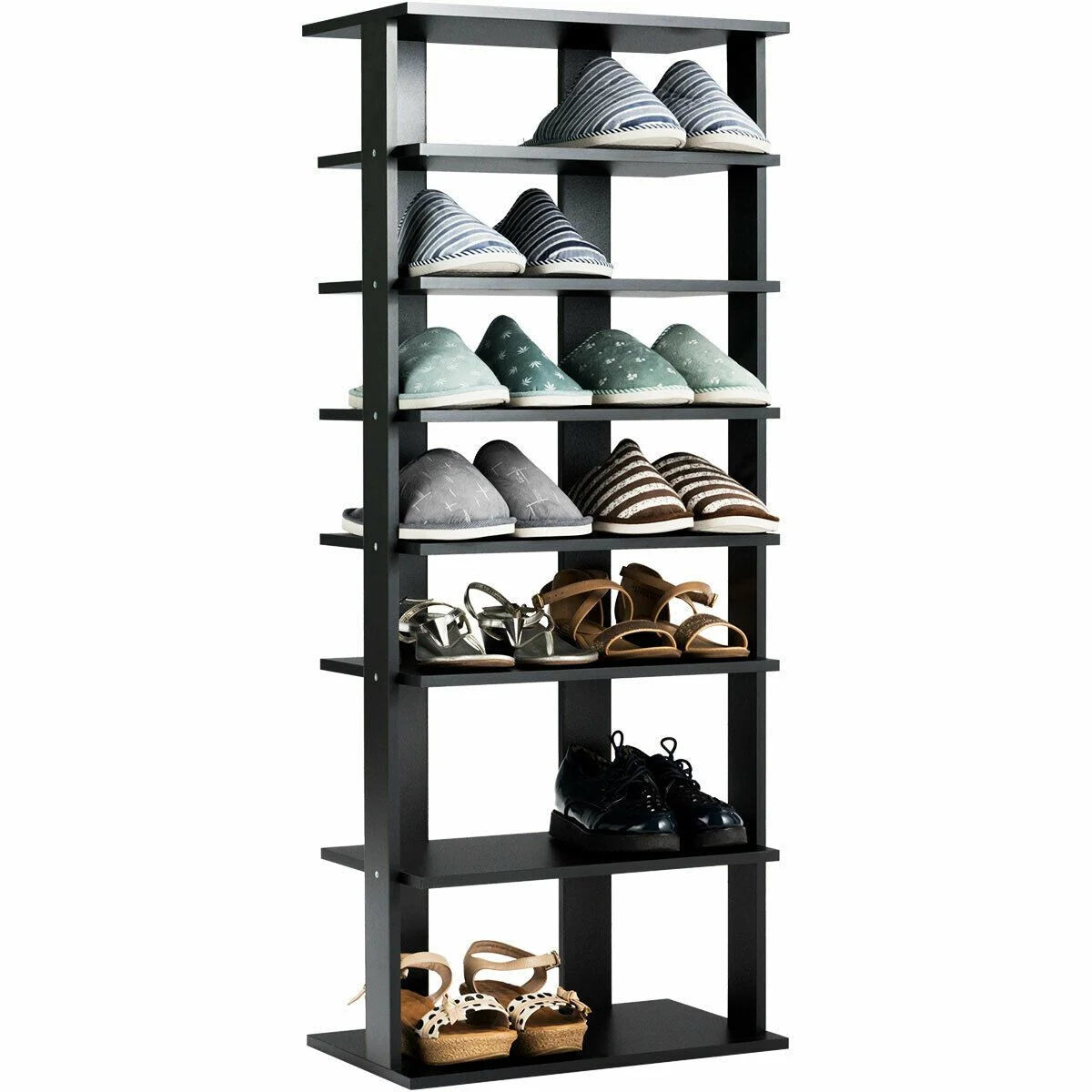 Extra Wide Vertical Wooden Shoe Rack with 7 Shelves