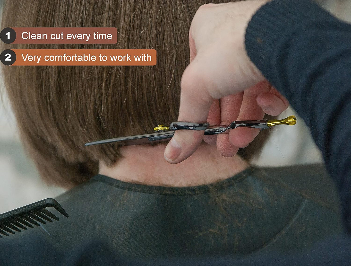 Premium 5.5" Japanese Convex Hair Cutting Scissors - Ultra-Sharp Blades for All Hair Types with Case & Comb Included